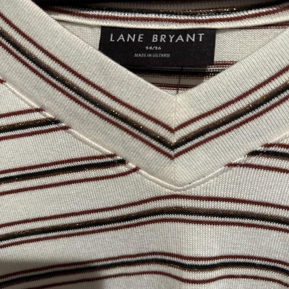 Lane Bryant V-Neck Striped Top - Picture 2 of 4